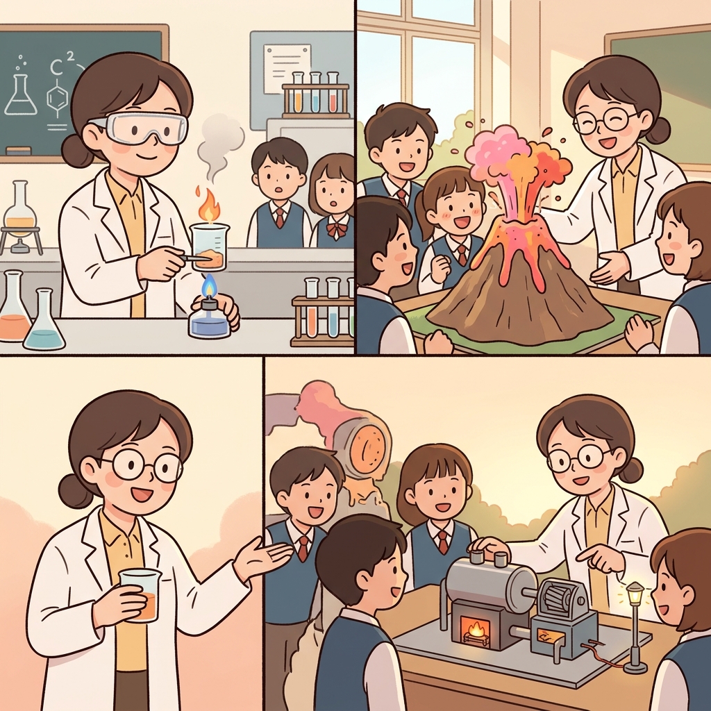 연소는 화산 분출 실험에 에너지를 공급했고, 에너지 생산의 원리도 보여 주었다.