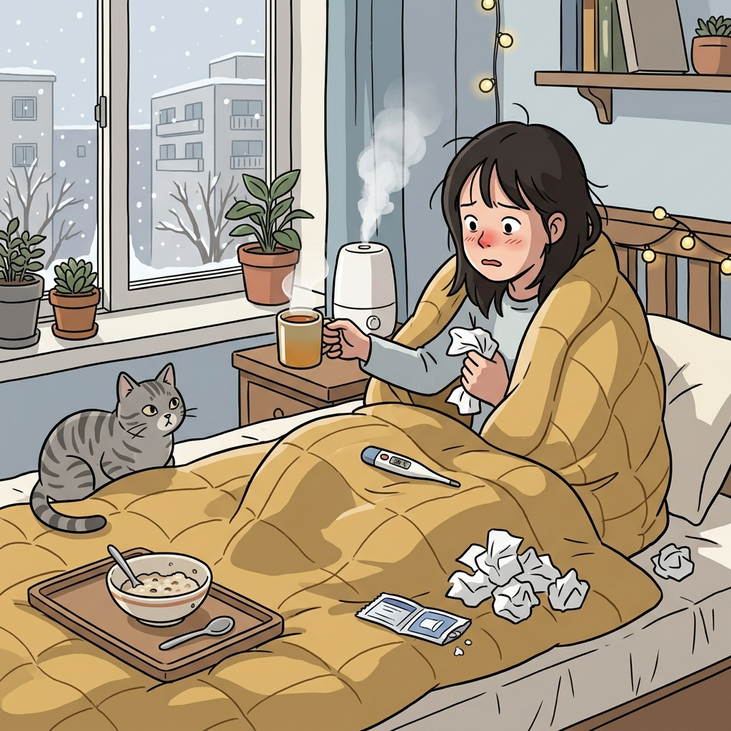 She seems to come down with a cold every winter without fail.