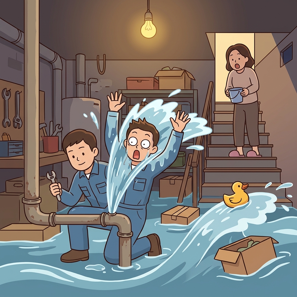 A small leak turned into a major complication that flooded the entire basement.