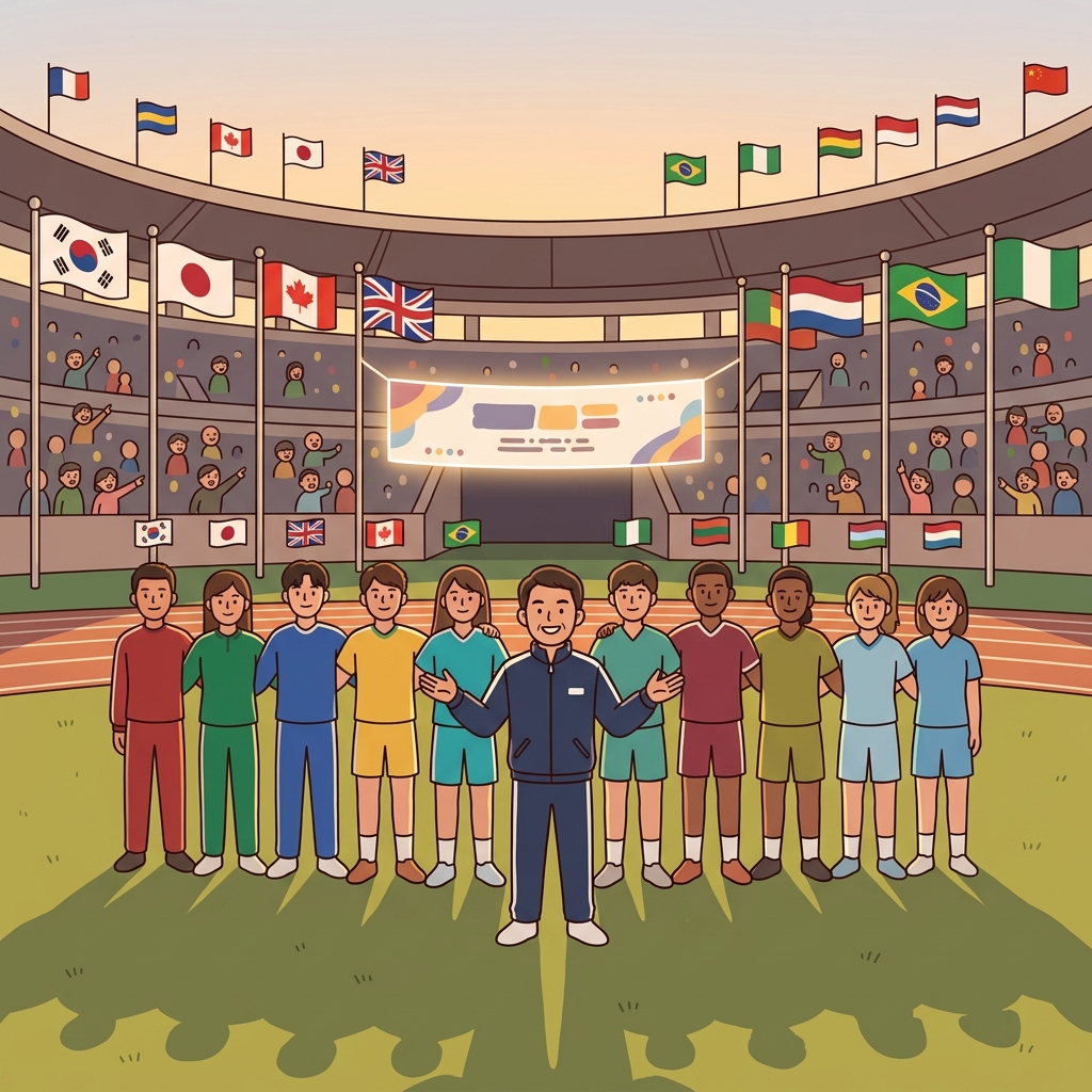 The Olympic team comprises athletes from twelve different nations.