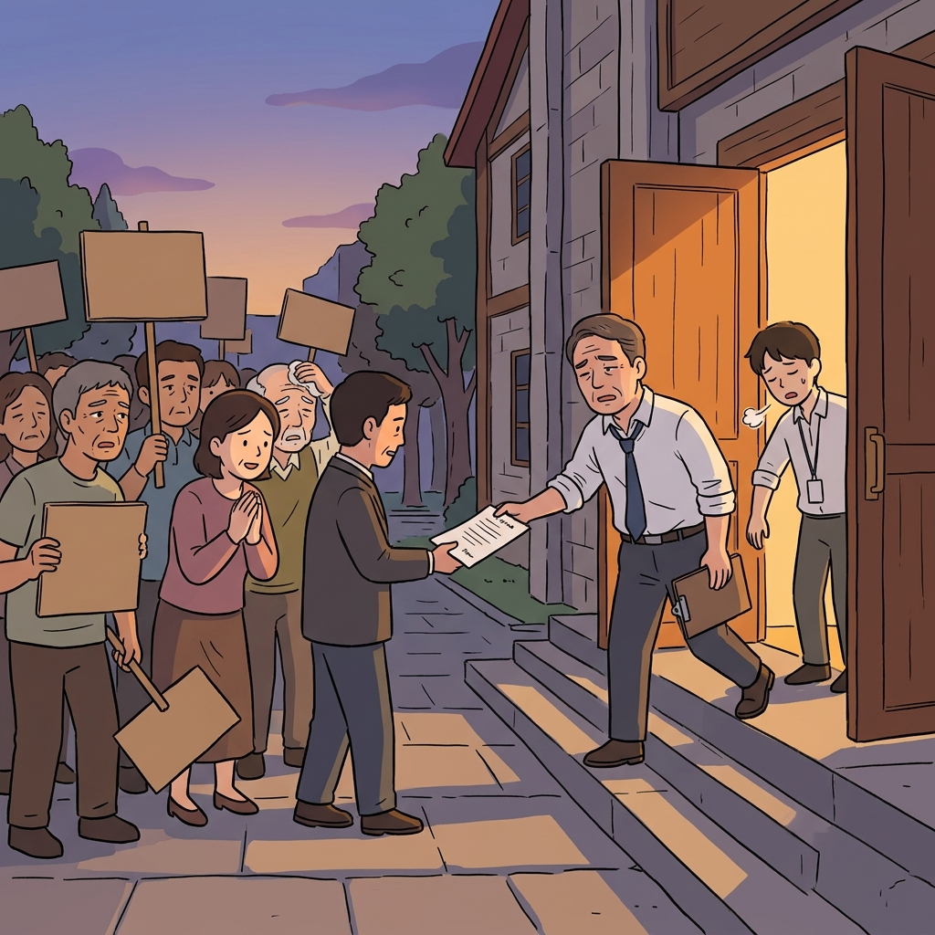 After hours of debate, the mayor finally made a concession to the protesters.