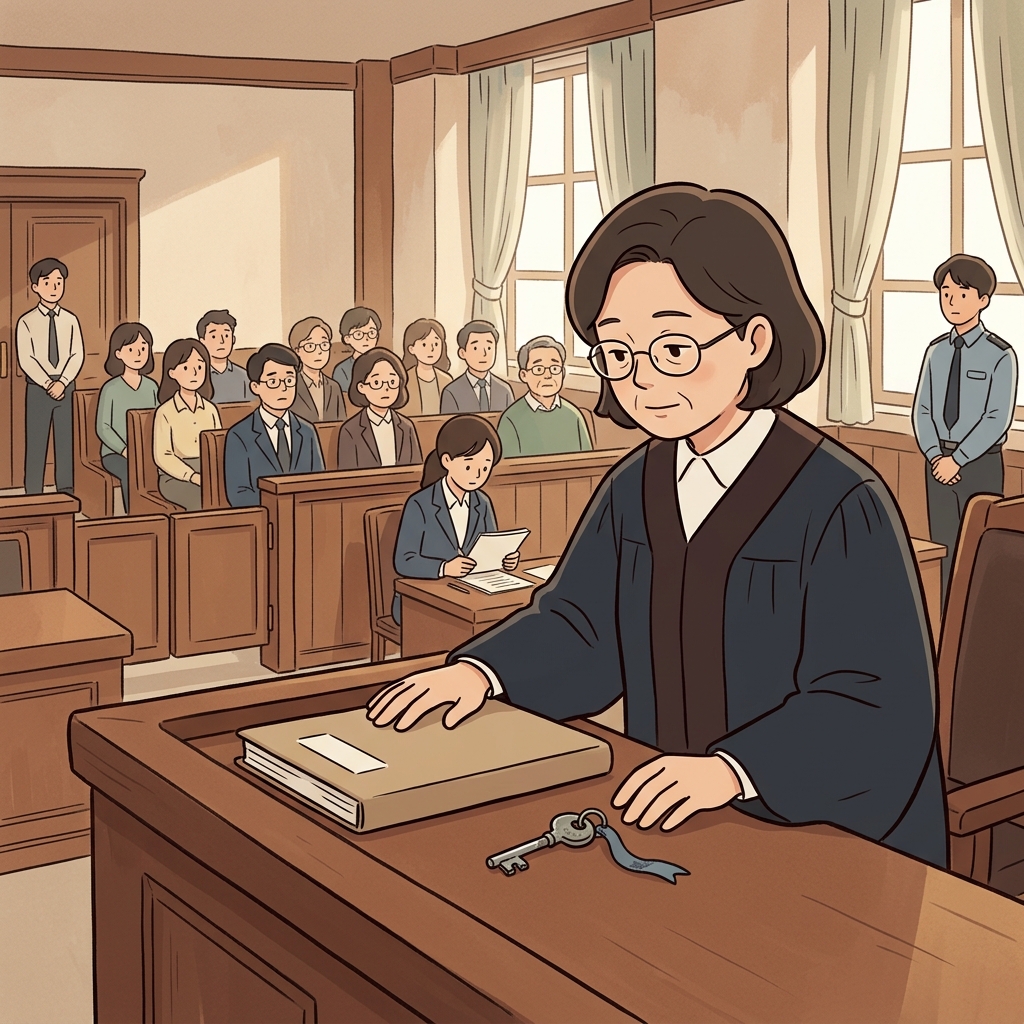 판사는 모든 증언을 들은 뒤 결정적인 판결을 내렸다. (마지막 큰 클루(clue) 하나가 모든 의심을 없앤다.)