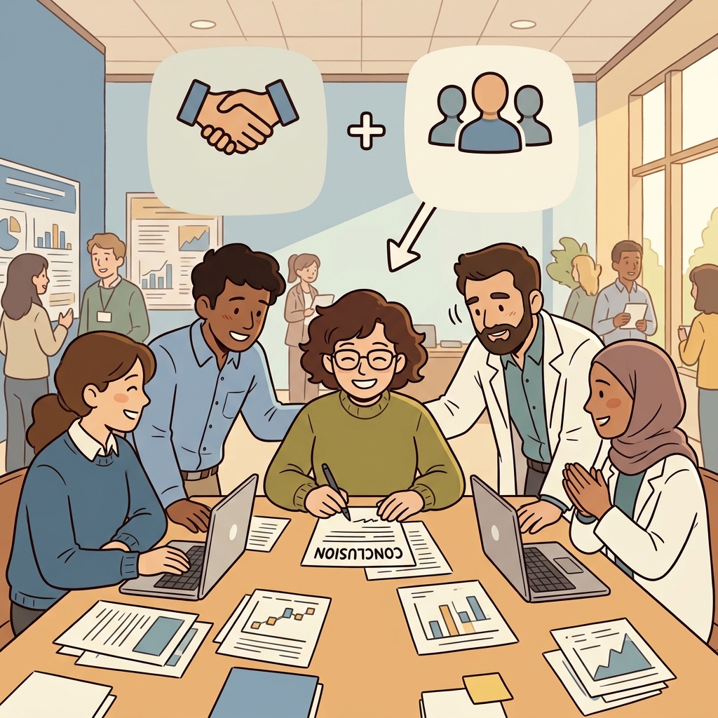 The scientists reached a consensus after reviewing the evidence. (🤝 Agreement + 👥 Everyone → Consensus)