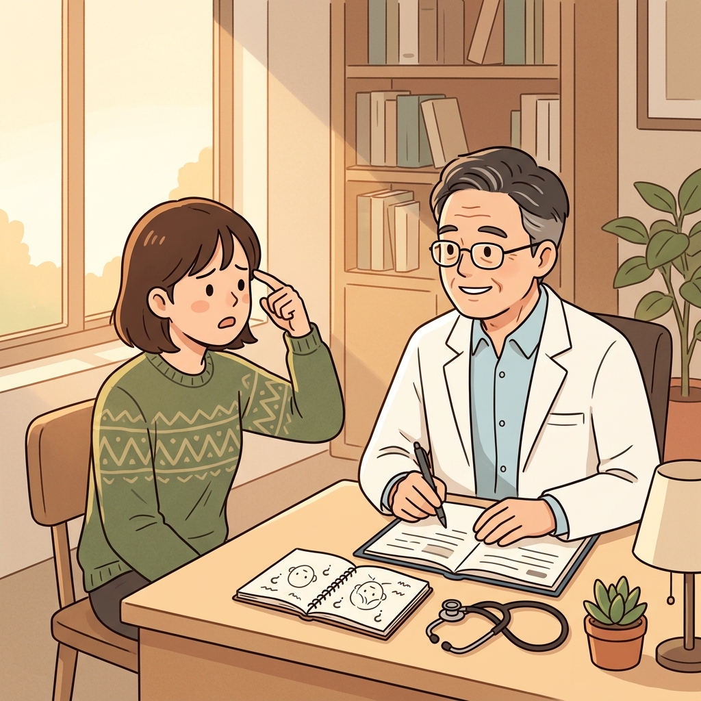 She decided to consult her doctor about the strange headaches.