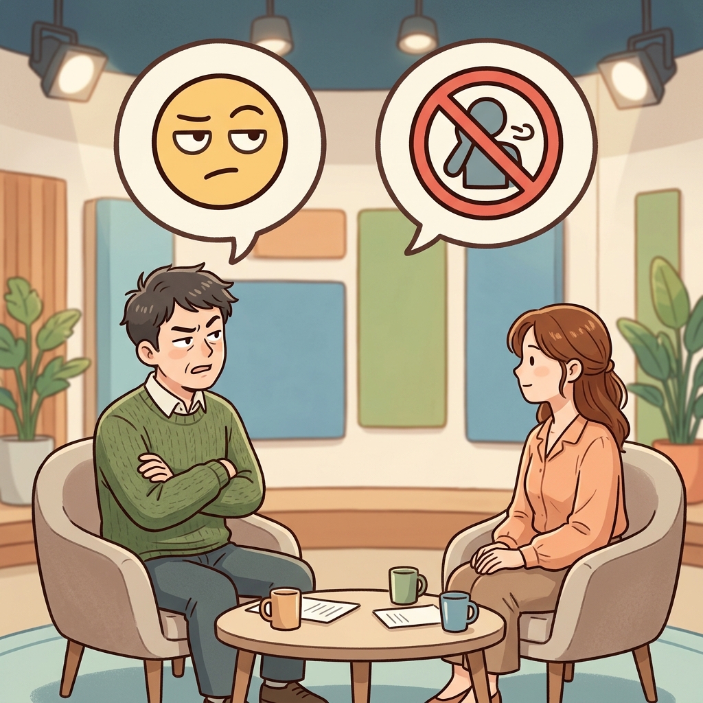 The critic spoke with contempt during the interview. (😒 Look Down On + 🚫 No Respect → Contempt)