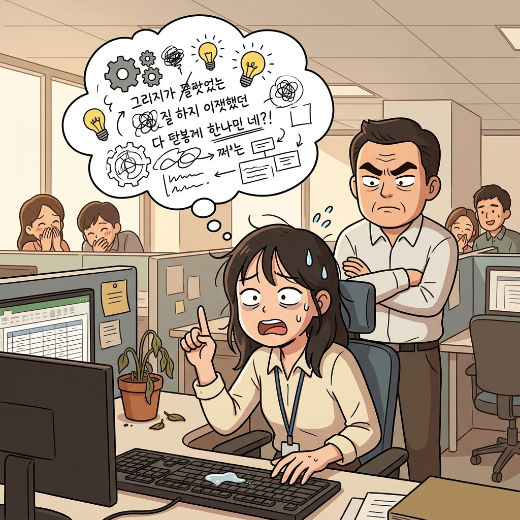 She had to contrive a quick excuse when her boss caught her napping.