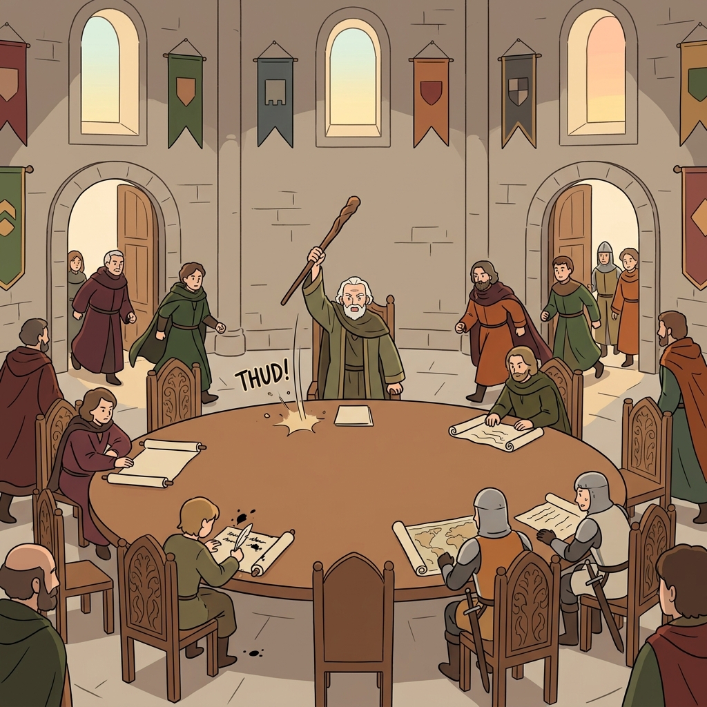 The council convenes at dawn to decide the kingdom's fate.