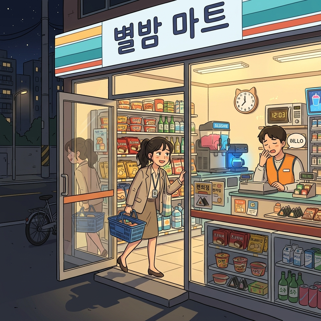 야근 끝나고 편의점 들러서 야식 하나 집어 왔다.