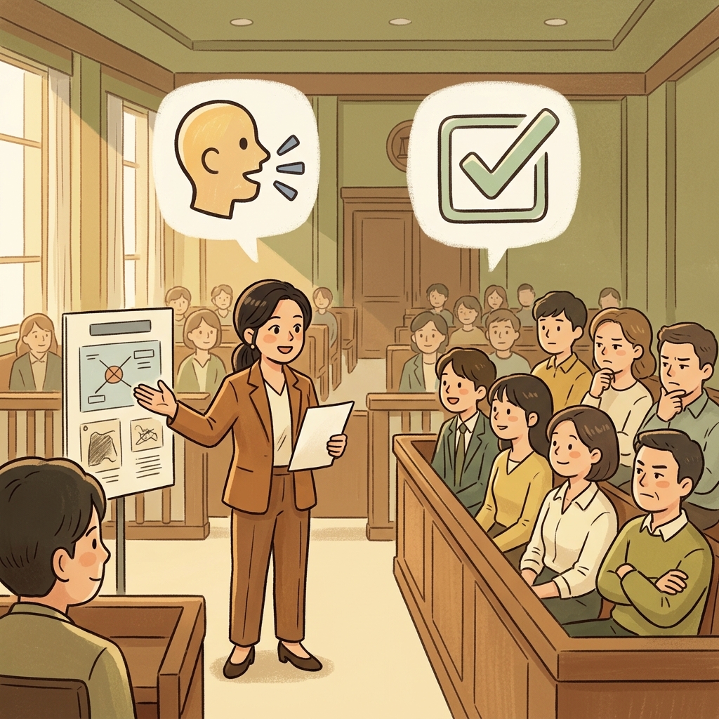 변호사는 배심원단에 설득력 있는 증거를 제시했다.