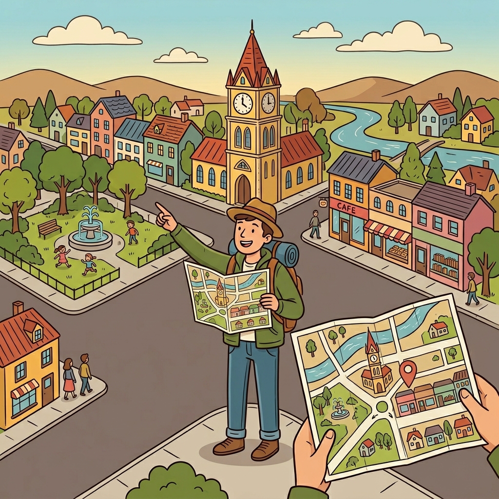 The map corresponded perfectly with the actual roads in the town.
