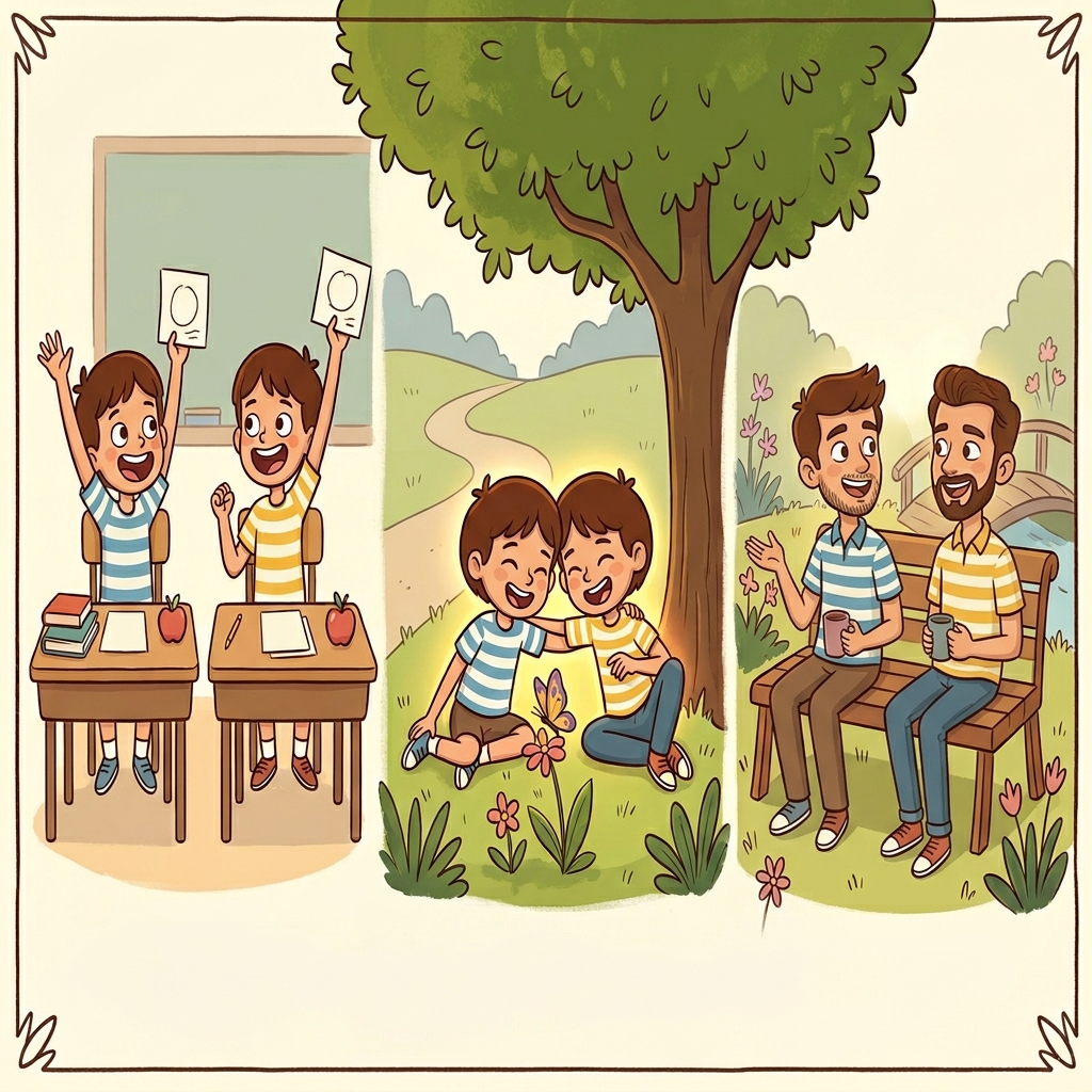 The twins' answers corresponded, creating a strong bond that lasted beyond childhood.