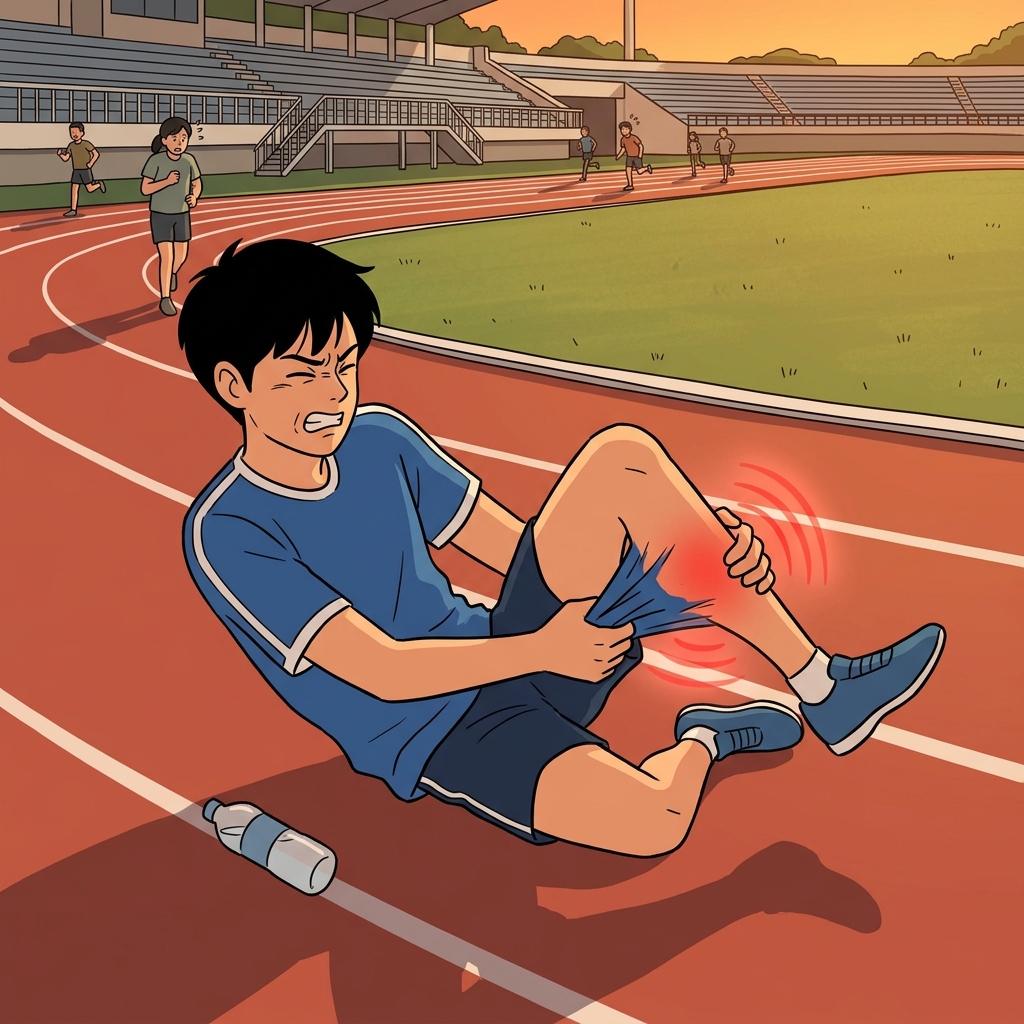 A sudden cramp hit his calf mid-sprint on the track.