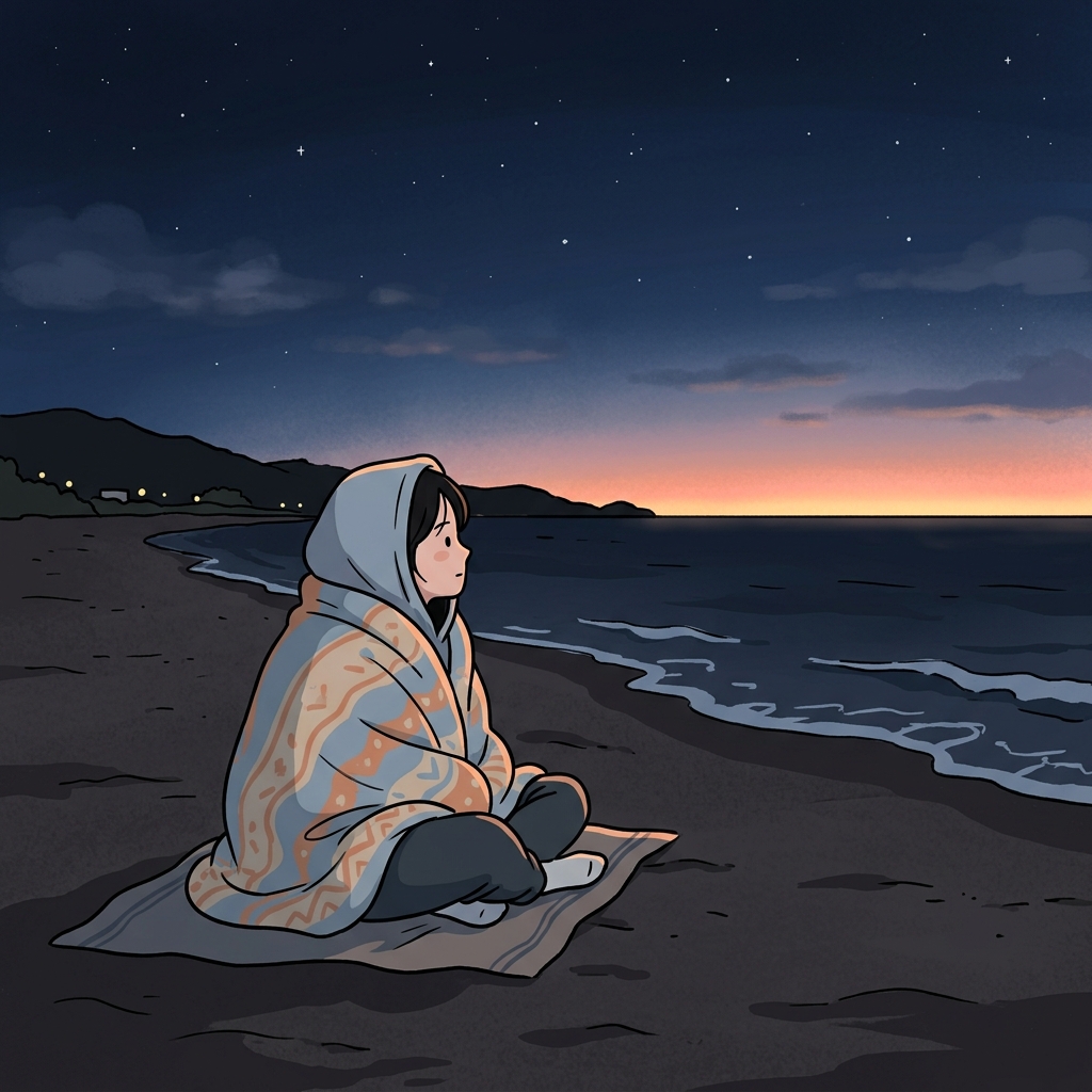 새벽에 그녀는 해돋이를 바라보며 새로운 하루를 준비했다. ("동!"(동쪽) → 동쪽에서 해가 떠오르는 시간)