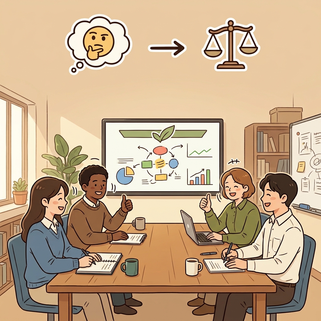 The committee deemed the proposal acceptable. (🤔 Consider + ⚖️ Judge → Deem)