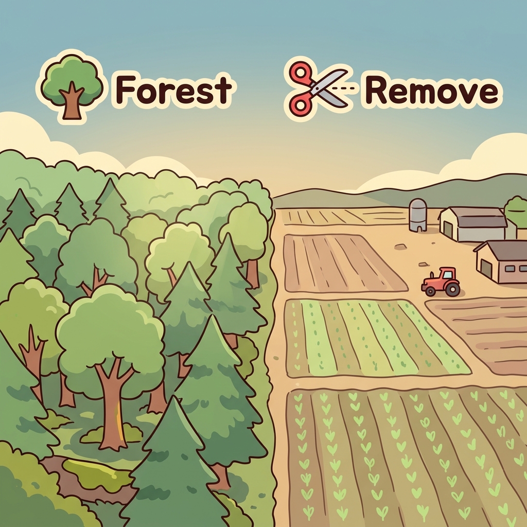 Deforestation increased after more land was cleared for farming.