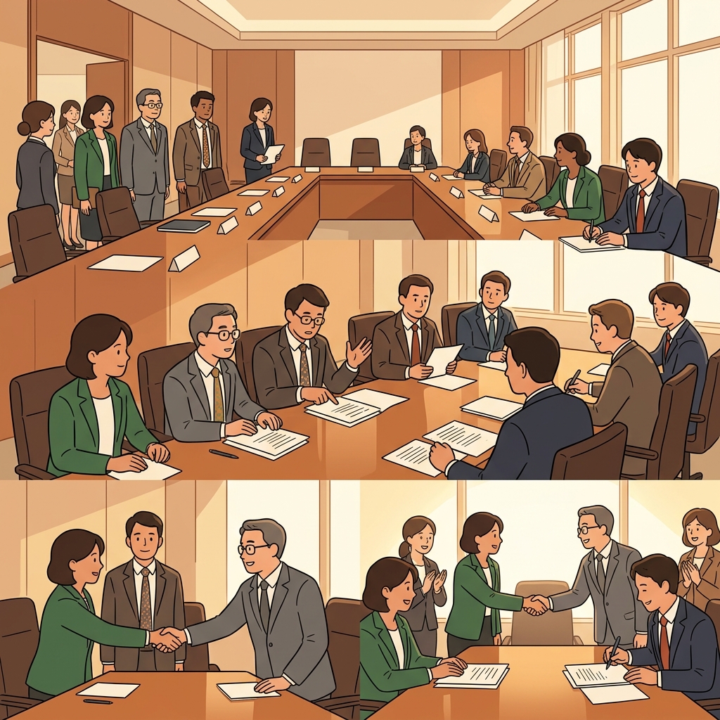 The delegation began the negotiation, leading to lasting cooperation.