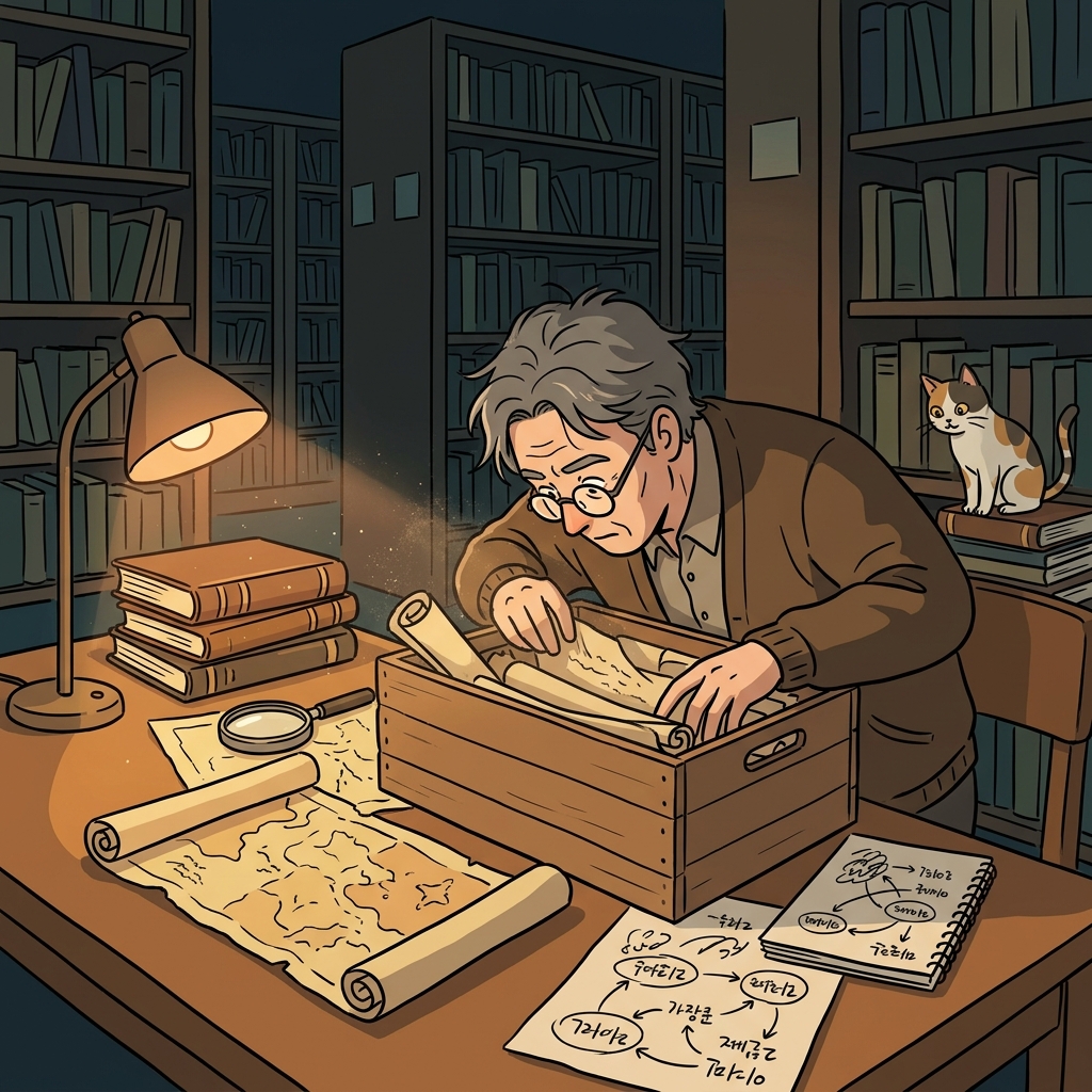 The historian decides to delve into dusty archives to uncover a forgotten war.