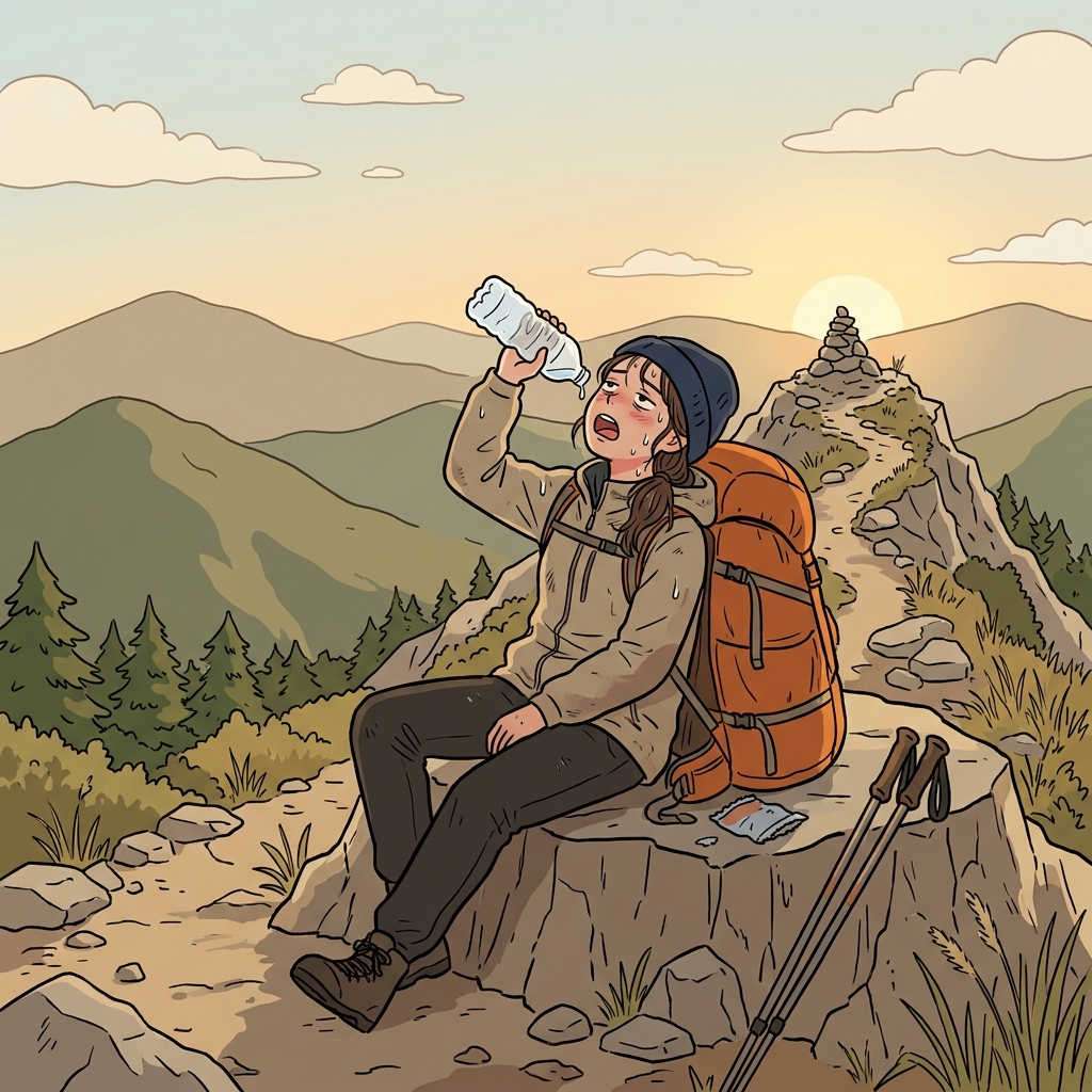 몇 시간 동안의 등산은 그의 체력을 모두 소모시켰다. ("다 플리(fully) 비었다!" → 다 써서 비어 버리다)