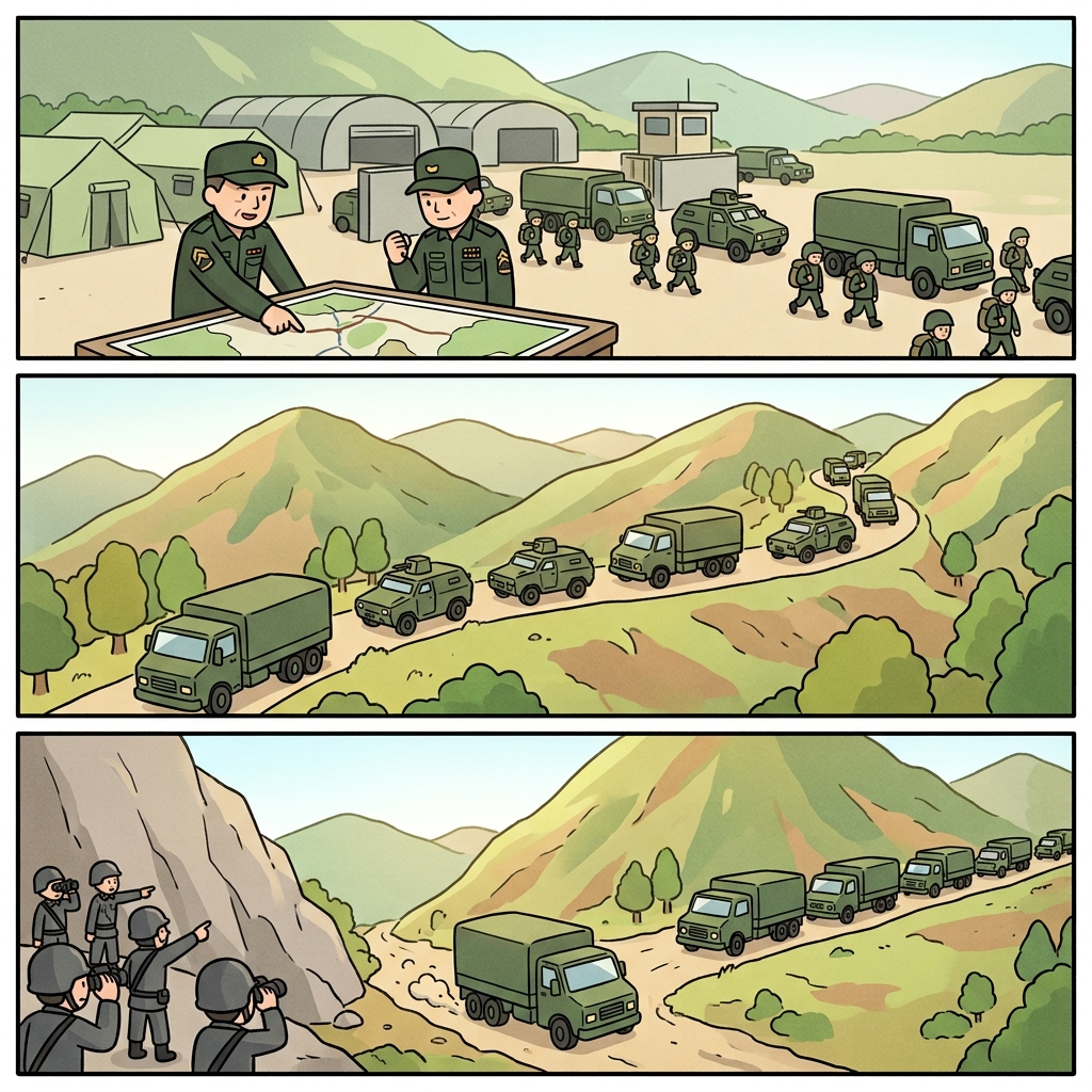 The army deployed a convoy while a decoy distracted the enemy.