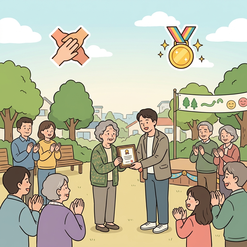 그 자원봉사자는 수년간 사람들을 섬긴 끝에 지역사회의 상을 받을 자격이 있었다.