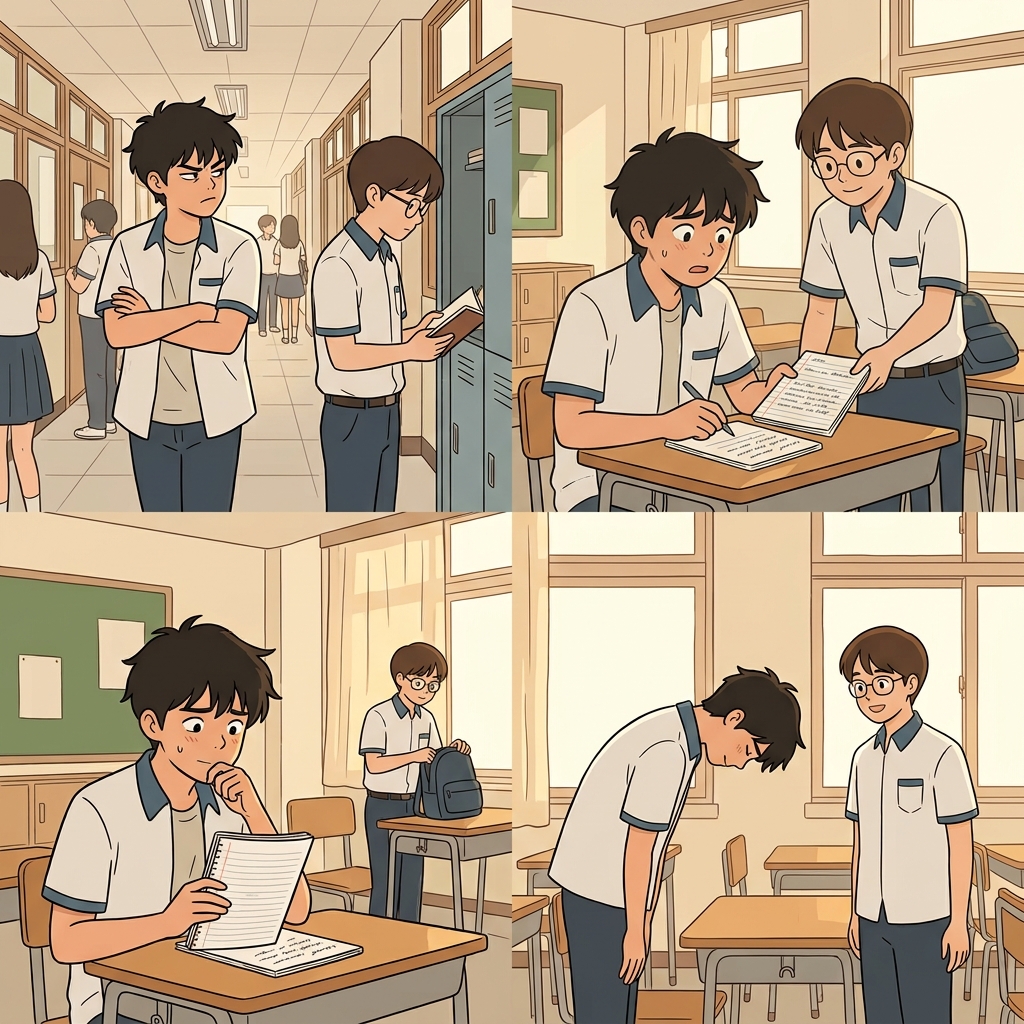 After realizing his mistake, he apologized to the person he once despised.