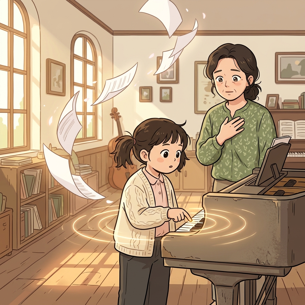처음 건반을 만진 순간, 그녀는 자기가 피아니스트가 될 운명임을 느꼈다.