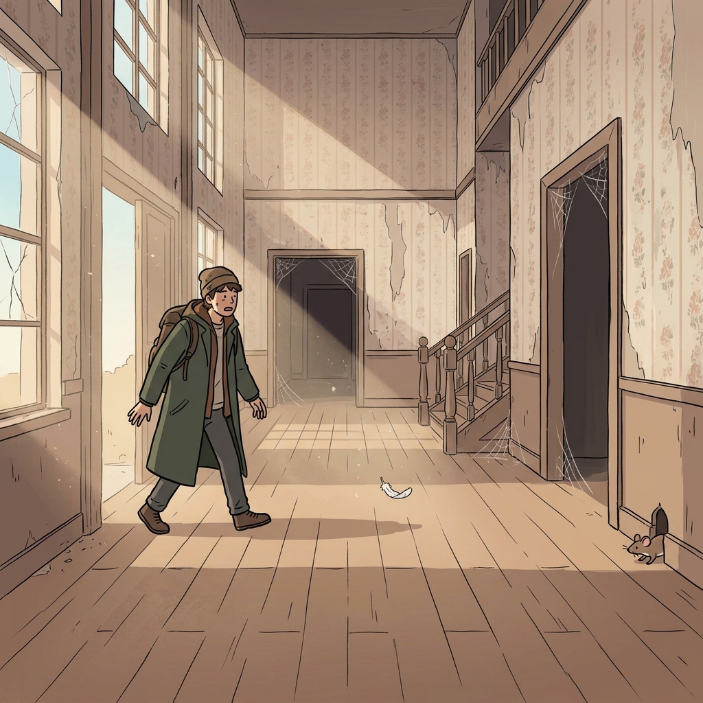 The abandoned mansion stood completely devoid of life, furniture, and sound.