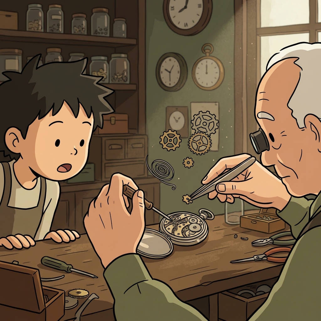 The watchmaker's dexterous fingers assemble the tiny gears without a single slip.