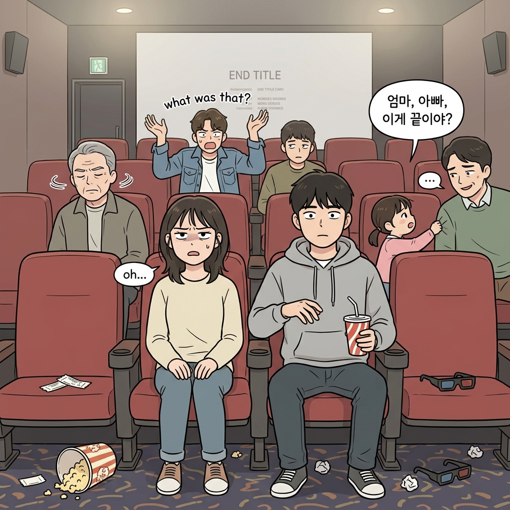 기대했던 영화 결말이 너무 실망스러워서 다들 말없이 나왔다.