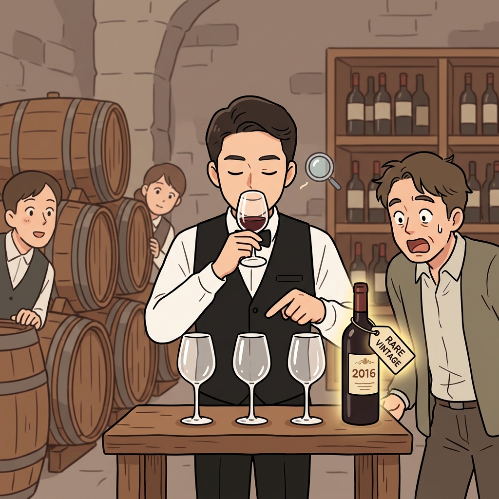 안목 있는 소믈리에가 한 모금으로 진품을 알아본다.