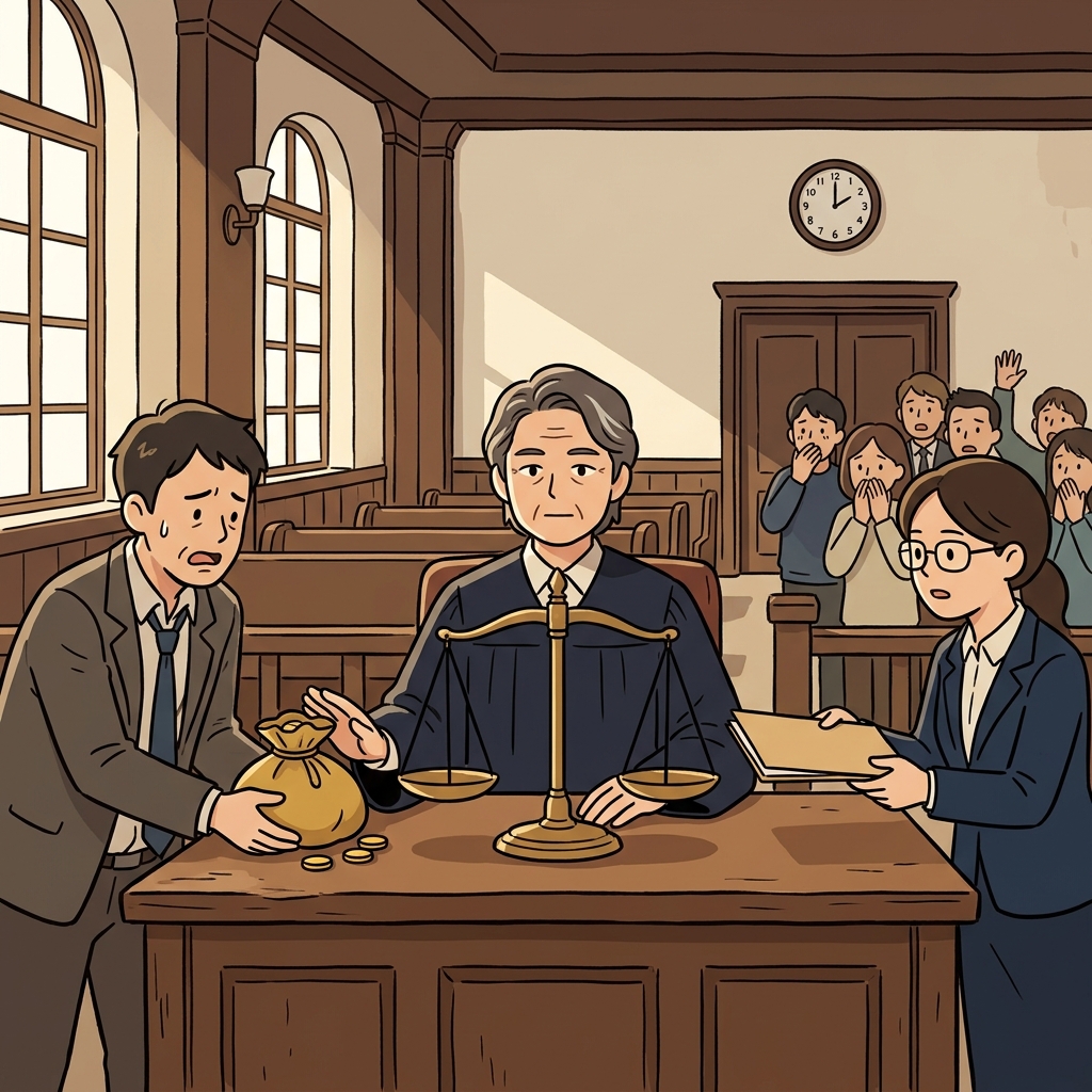판사는 어느 쪽 편도 들지 않고 공정하게 저울질한다.