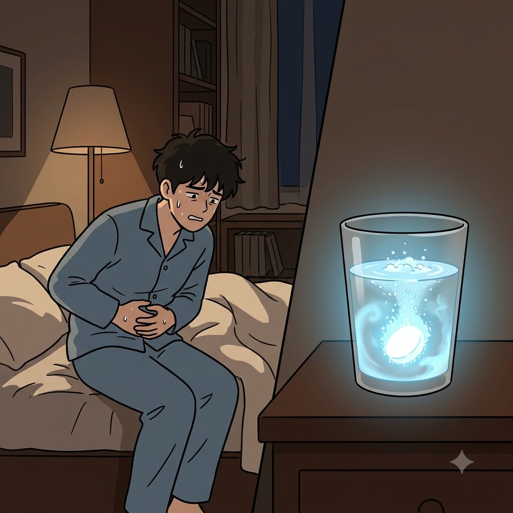 하얀 알약이 물에 녹아내리기(dissolve) 시작하자, 그의 끔찍한 복통도 마침내 해결되기(resolve) 시작했다.