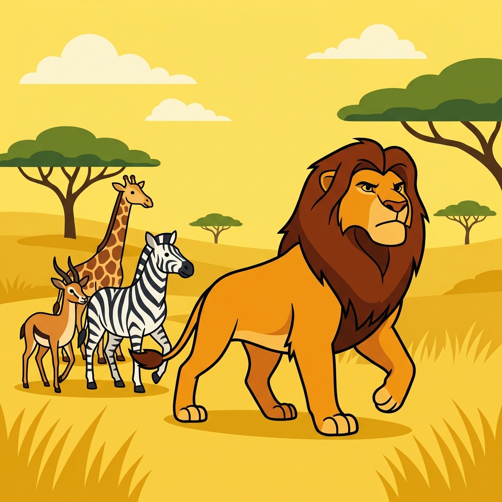 The dominant lion walked at the front while the other animals followed behind. (DOMINANT → DOMINATE + ANT → the strongest one in a group = dominant)