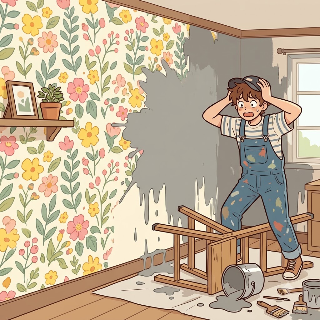 "드럽(drab)게 칙칙하네!" 회색 페인트를 쏟으며, 덜렁대는 페인트공은 벽을 완전히 칙칙하게(drab) 망쳐버렸다.