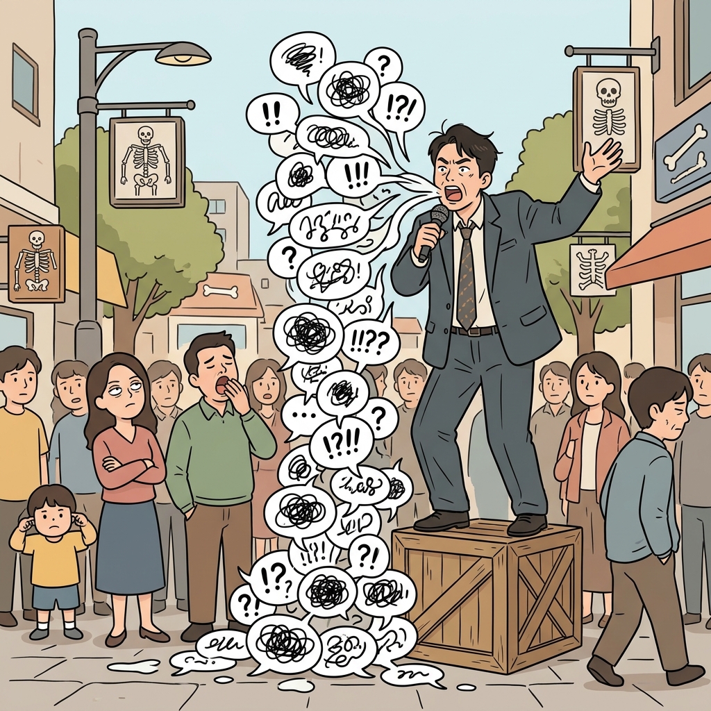 정치인이 계속 헛소리만 늘어놓자 사람들이 하나둘 자리를 떠났다.