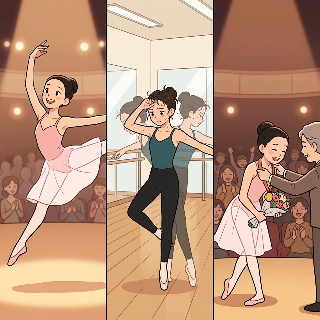 She danced effortlessly because years of practice led to excellence.