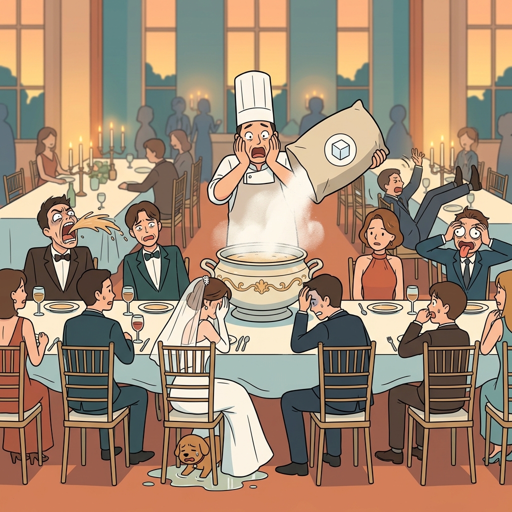 The chef's egregious mistake ruined the entire wedding banquet in seconds.