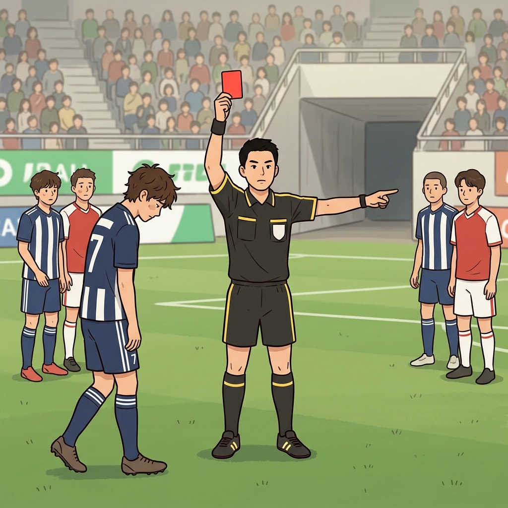 The referee ejected the player for fighting during the match.