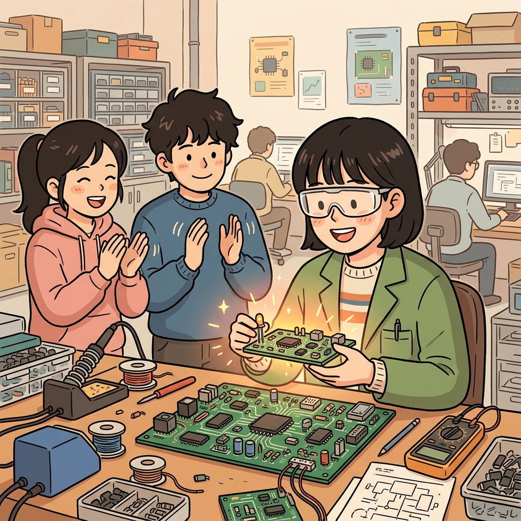 전자공학(electronics) 엔지니어는 전자 회로를 이용해 새로운 장치를 만들었다.