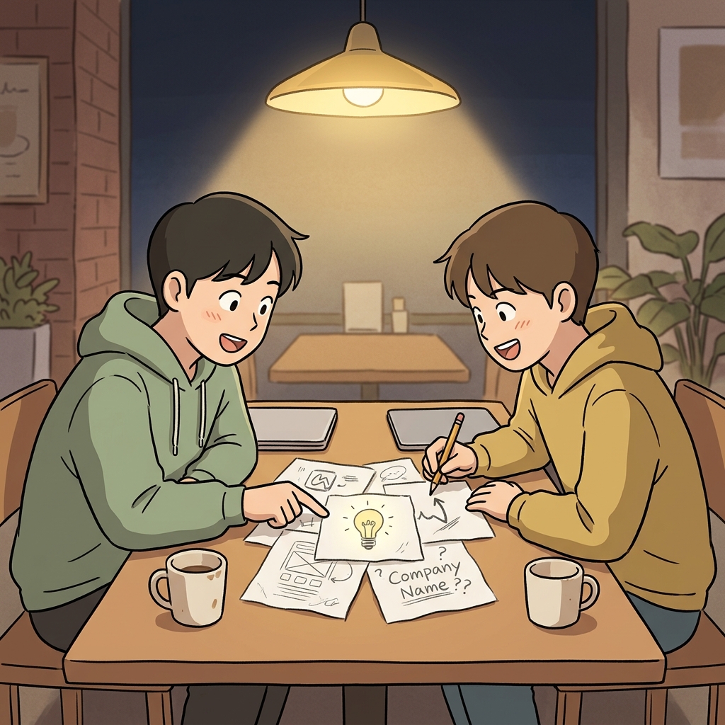 이 스타트업은 아직 초기 단계라, 냅킨 위 스케치가 전부다.