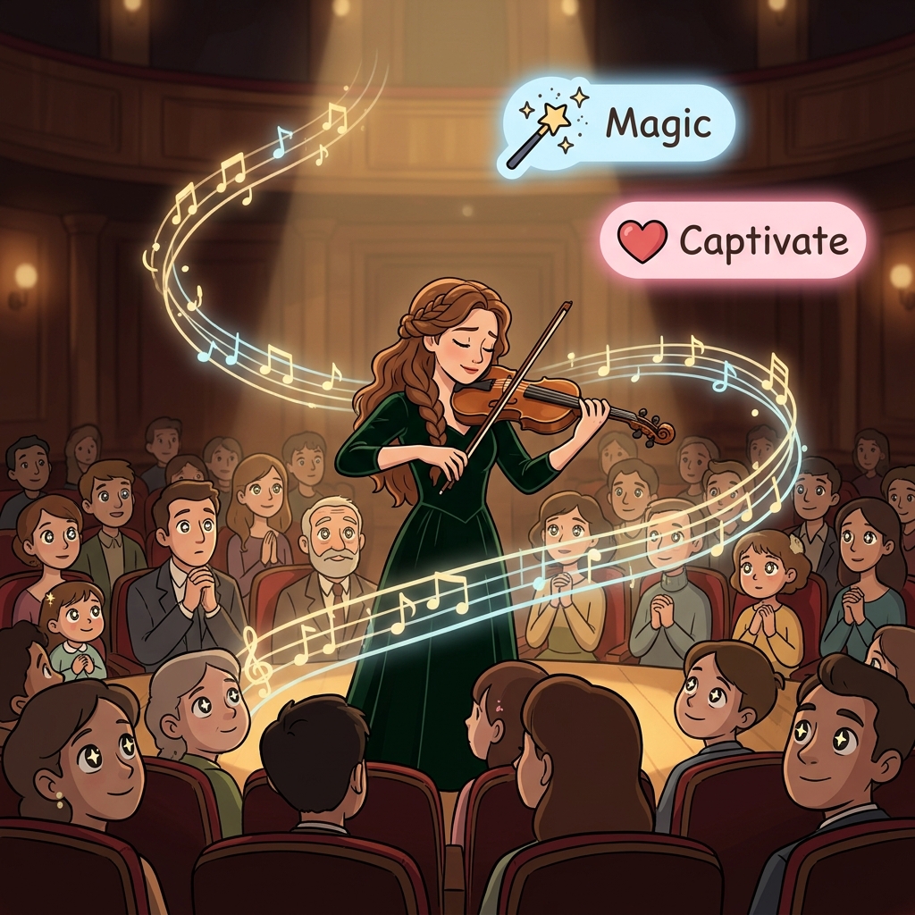 The enchanting melody filled the concert hall with magical beauty.