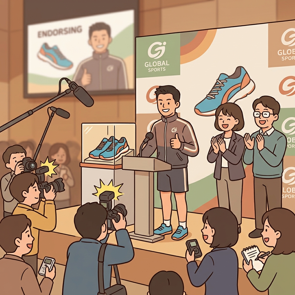 The famous athlete endorsed the new sports shoes.
