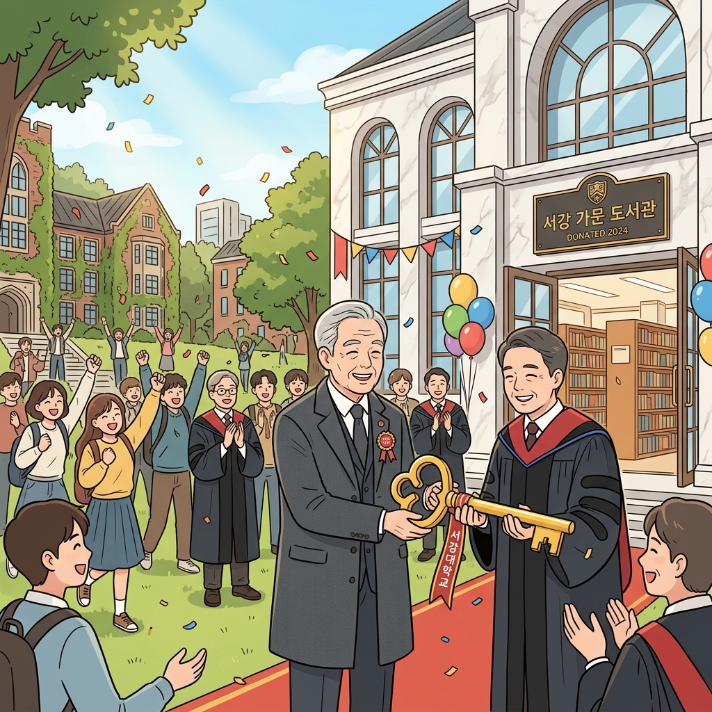 The billionaire endowed the university with a grand new library.