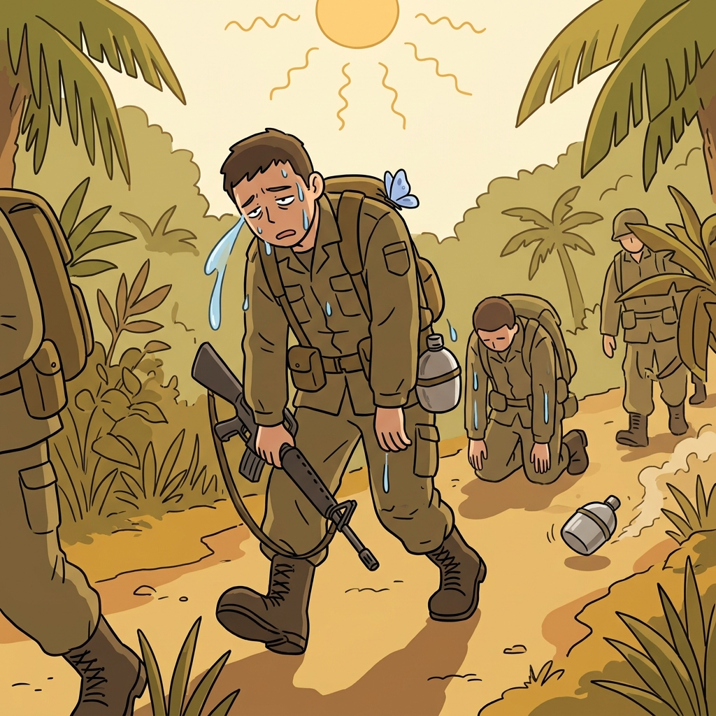 The tropical heat began to enervate the marching soldiers by noon.