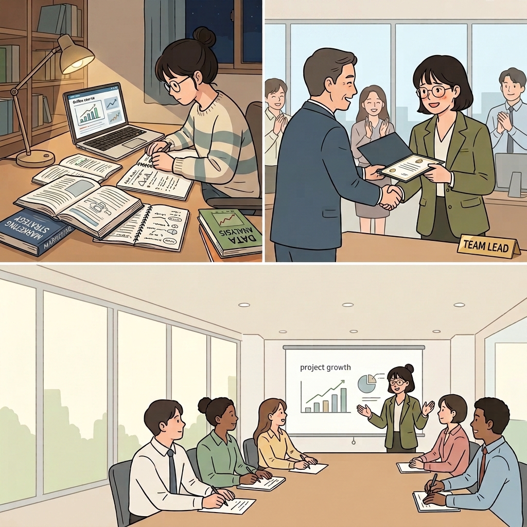 향상된 실력은 더 높은 직책으로 이어졌고, 그녀는 리더십의 기회를 얻게 되었다.