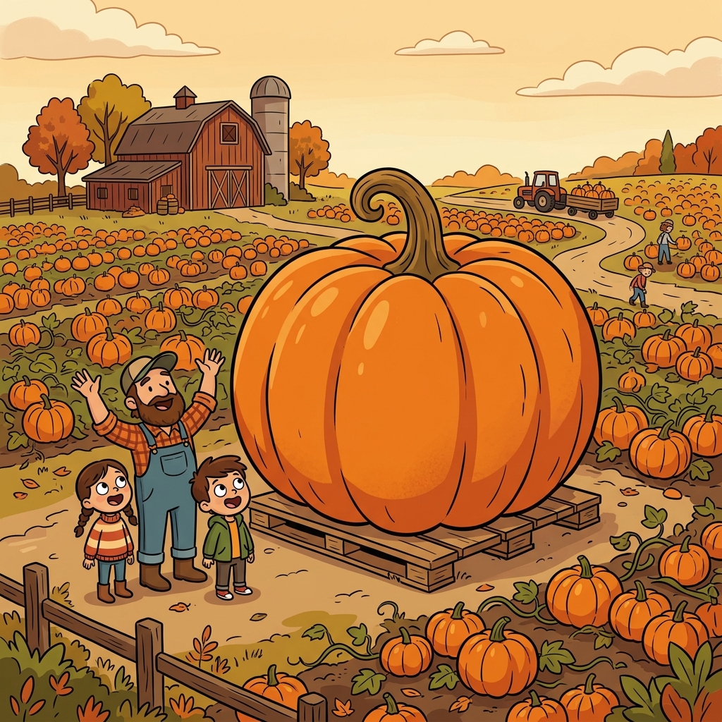 The pumpkin grew enormous, far beyond its normal size. (ENORMOUS → NORM + HUGE → Far beyond the normal size.)