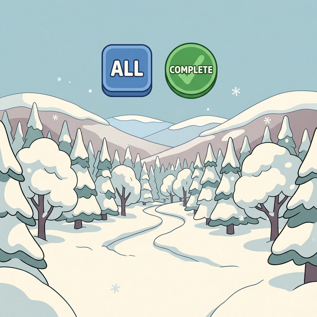 The entire forest was covered in snow. (ENTIRE = ALL PARTS TOGETHER → complete and not missing any part)