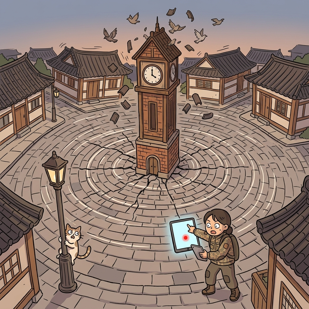 The epicenter of the earthquake was directly beneath the old clock tower.