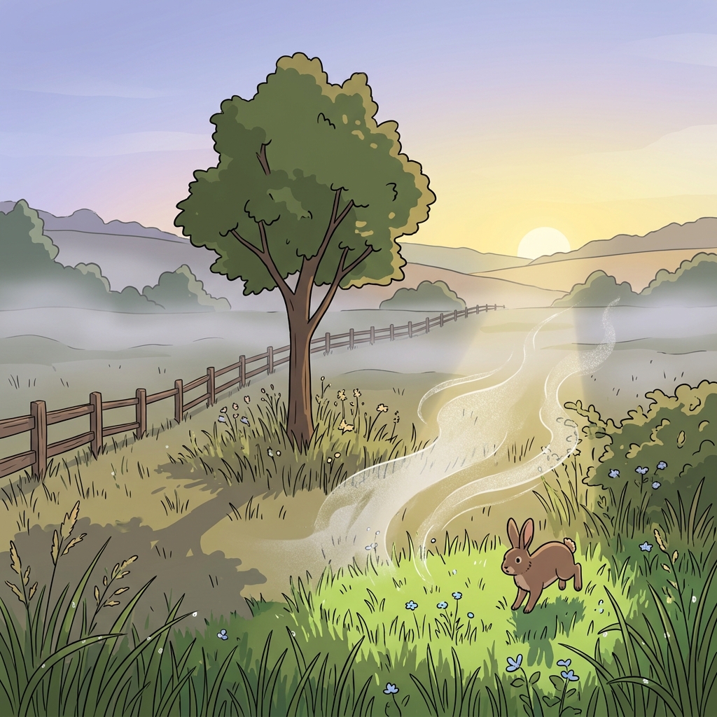 The evanescent morning mist vanished the moment sunlight touched the meadow.