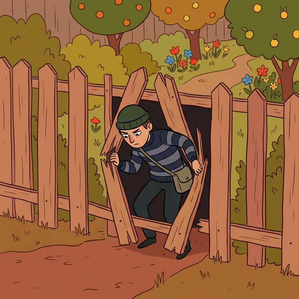 The thief's exploitation of the weak spot in the fence let him enter the garden. (EXPLOIT + ACTION → using a weak spot for your own advantage = exploitation)